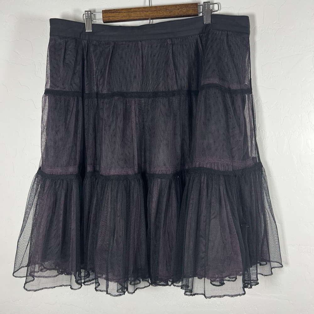 Tripp NYC Whimsigoth Black Tiered Tulle Skirt Y2K Goth Grunge‎ Vintage Sz 18